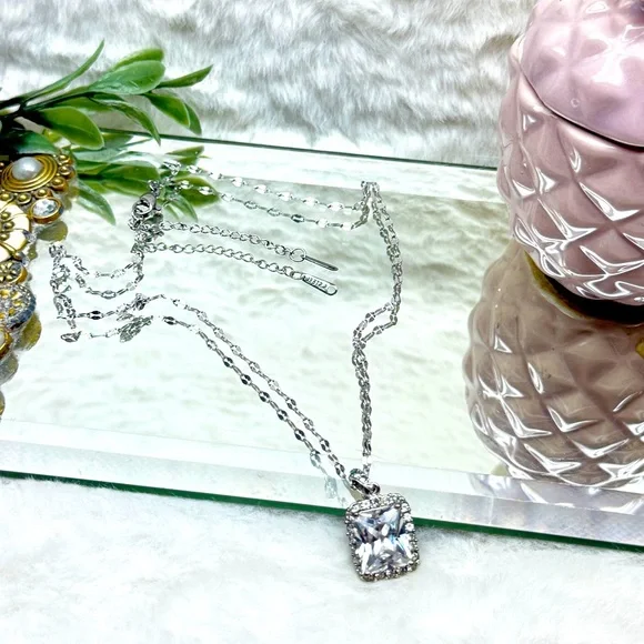 Stainless Steel Chain with Silver Tone Rhinestones Pendant - Picture 3 of 7